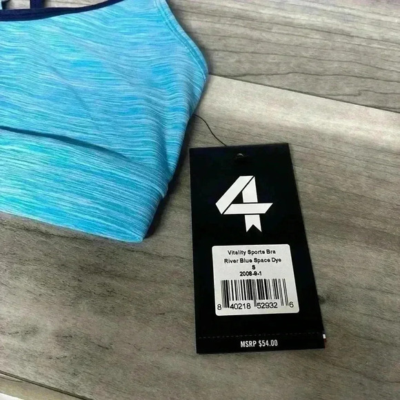 Fourlaps Vitality Sports Bra activewear workout bra river Blue space size small - Picture 5 of 5